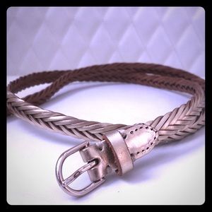 Gold leather braided belt